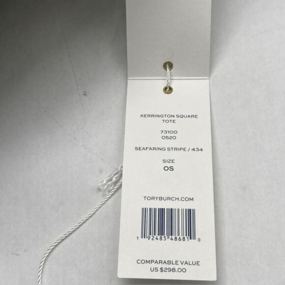 NWT & COA Tory Burch Navy and Cream Nautical Tote - Picture 5 of 9